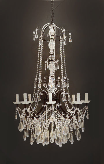 Classic Crystal and Iron Chandelier