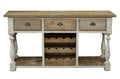 Farmhouse Console with Wine Rack White Chalk and Natural