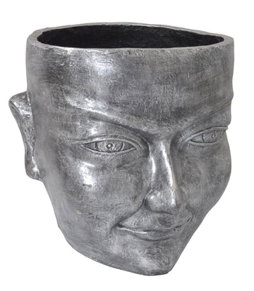 Face Flower Pot M Silver