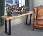 200 Suar Wood Console Table With Square Iron Legs