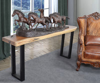 200 Suar Wood Console Table With Square Iron Legs