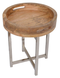 Natural Mango Tray Side Table Stainless