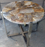 Table Petrified Slab With Stainless Leg Ptr150A