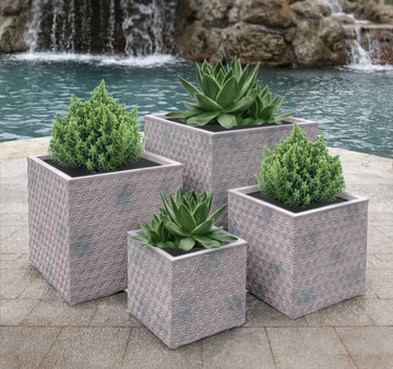 Tiempo Purple Brown Planters Set of 4