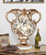 Palatial Gold and White Urn 25 Inches Wide