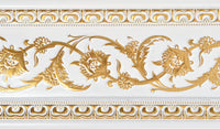 Gold on French White Floral Chair Rail 94 Inch