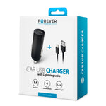 Forever M02 car charger 1x USB 1A black + Lightning cable