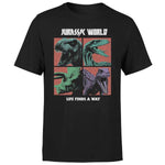 Jurassic Park World Four Colour Faces Men's T-shirt Black Clothing Style 100%