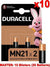(10 Confezioni) Duracell Spec. Batterie 2pz MN21 A23/23A/V23GA/LRV08/8LR932