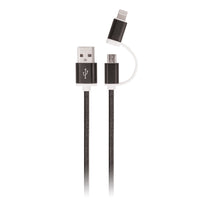 Setty 2in1 cable USB - microUSB + USB-C black nylon