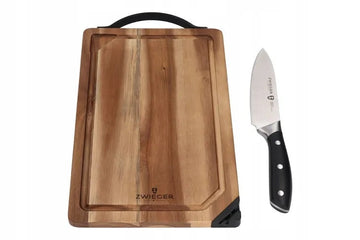 ZWIEGER OPTIMA Acacia board with a knife and a sharpener