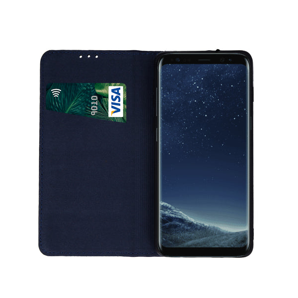 Genuine Leather Smart Pro case for Samsung Galaxy A02S dark blue