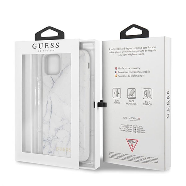 Guess case for iPhone 11 Pro Max GUHCN65HYMAWH white hard case Marble
