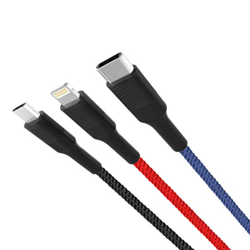 XO cable NB54 3in1 USB - Lightning + USB-C + microUSB 1,2 m 3A multicolor
