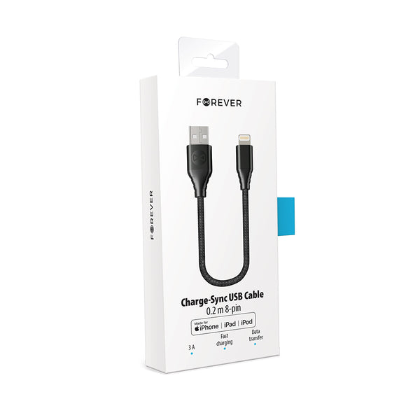 Forever Core MFI cable USB - Lightning 0,2 m 2,4A black