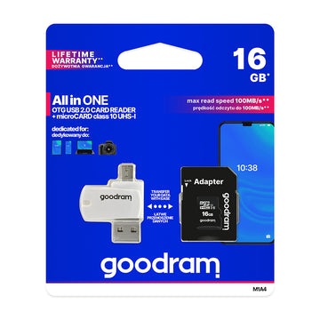 GoodRam memory card 16GB microSDHC cl. 10 UHS-I + adapter + card reader
