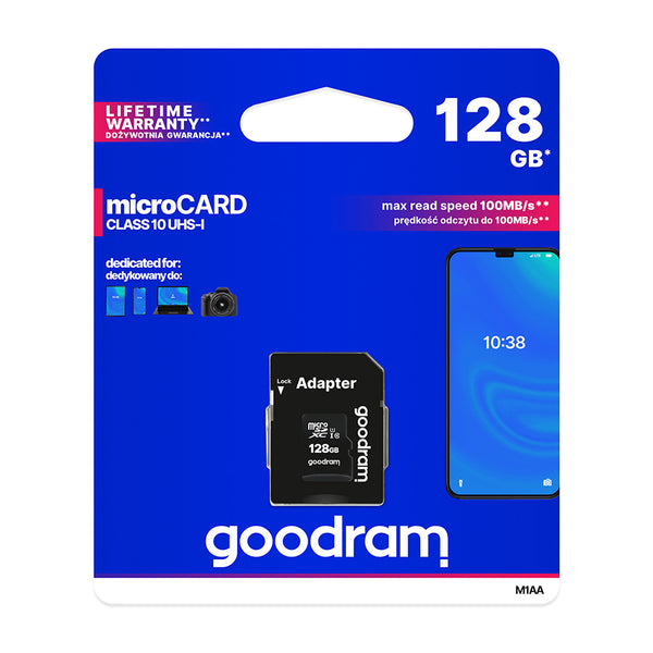 GoodRam memory card 128GB microSDXC cl. 10 UHS-I 100 / 10 MB/s + adapter