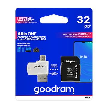 GoodRam memory card 32GB microSDHC cl. 10 UHS-I + adapter + card reader