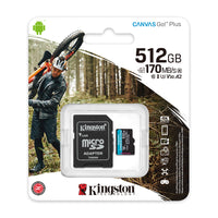 Kingston memory card 512GB microSDXC Canvas Go! Plus cl. 10 UHS-I 170 MB/s + adapter