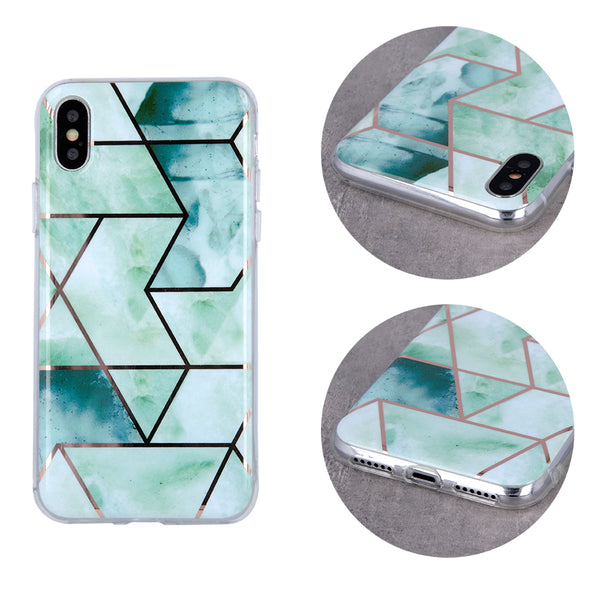 Geometric Marmur Case for iPhone 12 Mini 5,4&quot; green