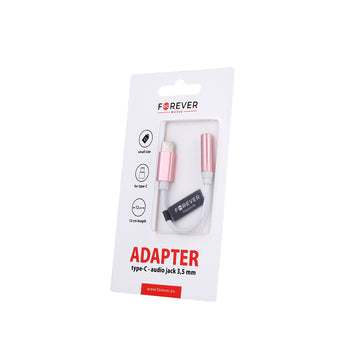 Forever adapter audio USB-C - jack 3,5mm pink