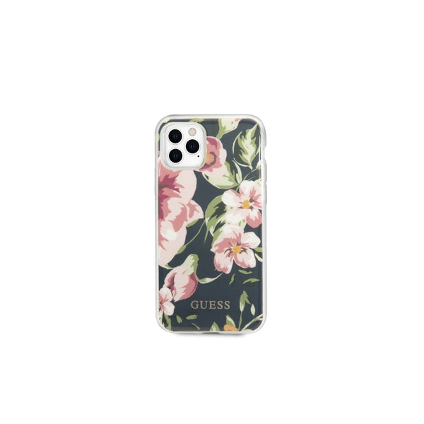 Guess case for iPhone 11 Pro Max GUHCN65IMLFL03 navy blue hard case Flower Collection