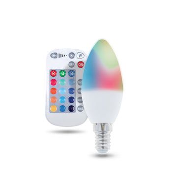 LED Bulb E14 C37 RGB + White 5W + RC Forever Light