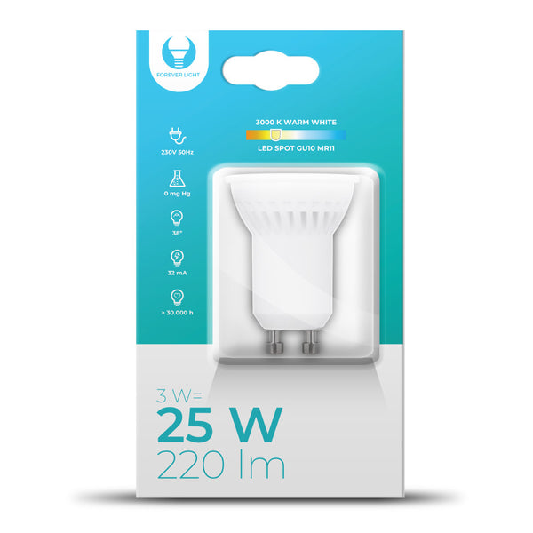 LED bulb GU10 MR11 3W 230V 3000K 220lm ceramic Forever Light