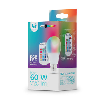 LED Bulb E27 A60 RGB + White 9W + RC Forever Light