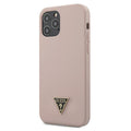 Guess case for iPhone 12 / 12 Pro 6,1&quot; GUHCP12MLSTMLP light pink hard case Silicone Triangle Logo