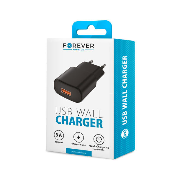 Forever TC-01 QC3.0 charger 1x USB 18W black