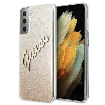 Guess case for Samsung Galaxy S21 Plus GUHCS21MPCUGLSGO gold hard case Glitter Vintage Logo