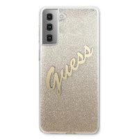 Guess case for Samsung Galaxy S21 Plus GUHCS21MPCUGLSGO gold hard case Glitter Vintage Logo
