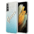 Guess case for Samsung Galaxy S21 Ultra GUHCS21LPCUGLSBL blue hard case Glitter Vintage Logo