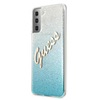 Guess case for Samsung Galaxy S21 Plus GUHCS21MPCUGLSBL blue hard case Glitter Vintage Logo