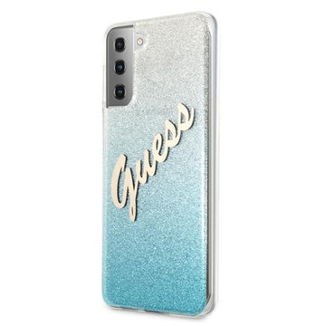 Guess case for Samsung Galaxy S21 Plus GUHCS21MPCUGLSBL blue hard case Glitter Vintage Logo