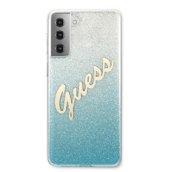 Guess case for Samsung Galaxy S21 Plus GUHCS21MPCUGLSBL blue hard case Glitter Vintage Logo