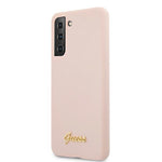 Guess case for Samsung Galaxy S21 Ultra GUHCS21LLSLMGLP light pink hard case Vintage Gold Logo