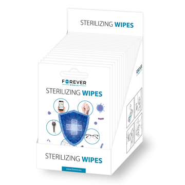 Disposable sterilizing wipes 200 pcs (20 packs x 10 pcs) + display