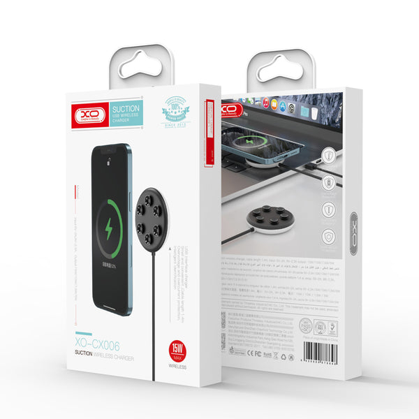 XO wireless charger CX006 15W black with suction cup function