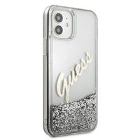 Guess case for iPhone 12 Pro Max 6,7&quot; GUHCP12LGLVSSI silver hard case Glitter Vintage Script
