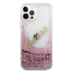 Guess case for iPhone 12 / 12 Pro 6,1&quot; GUHCP12MGLVSPI pink hard case Glitter Vintage Script