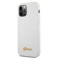 Guess case for iPhone 12 Pro Max 6,7&quot; GUHCP12LLSLMGWH white hard case Metal Logo Script