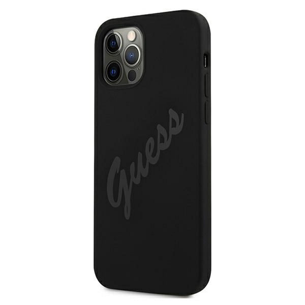 Guess case for iPhone 12 Pro Max 6,7&quot; GUHCP12LLSVSBK black hard case Script Vintage