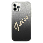 Guess case for iPhone 12 Pro Max 6,7&quot; GUHCP12LPCUGLSBK black hard case Glitter Gradient Script