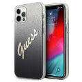 Guess case for iPhone 12 / 12 Pro 6,1&quot; GUHCP12MPCUGLSBK black hard case Glitter Gradient Script