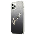 Guess case for iPhone 12 Pro Max 6,7&quot; GUHCP12LPCUGLSBK black hard case Glitter Gradient Script