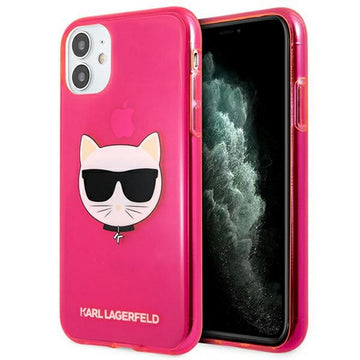 Karl Lagerfeld case for iPhone 12 / 12 Pro 6,1&quot; KLHCP12MCHTRP pink hard case Glitter Choupette Fluo