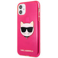 Karl Lagerfeld case for iPhone 12 Pro Max 6,7&quot; KLHCP12LCHTRP pink hard case Glitter Choupette Fluo