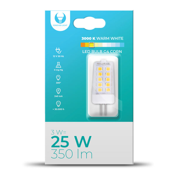 LED Bulb G4 Corn 3W 12V 3000K 350lm Forever Light